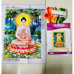 Tranh thêu chữ thập Phật thích ca LV3338, kích thước 43 x 55 cm