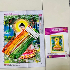 Tranh thêu chữ thập Phật thích ca LV3338, kích thước 43 x 55 cm