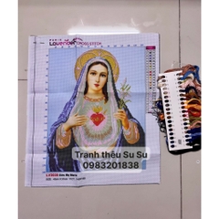 Tranh thêu chữ thập Đức Mẹ Maria LV3035, kích thước 43 x 51 cm