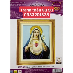Tranh thêu chữ thập Đức Mẹ Maria LV3035, kích thước 43 x 51 cm