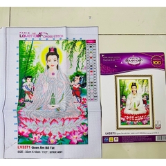 Tranh thêu chữ thập Phật quan âm LV3371 kích thước 32 x 43 cm