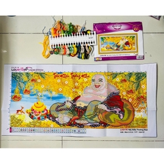 Tranh thêu chữ thập Phật di lặc LV3178, kích thước 86 x 41 cm