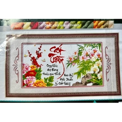 Tranh thêu chữ thập Cát tường, kích thước 94 x 54 cm