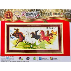 Tranh thêu chữ thập Mã đáo thành công (ngựa thảo nguyên) 467, kích thước 139 x 83 cm