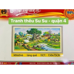 Tranh thêu kín phong cảnh Làng quê MN6046, kích thước 150 x 75 cm