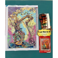 Tranh thêu kín Bình hoa quê hương E263, kích thước (60 x 85 cm)