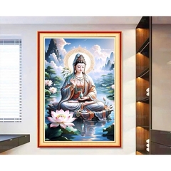 Tranh thêu kín Quan âm phổ độ VS8149, kích thước 60 x 90 cm