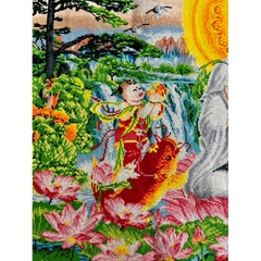 Tranh đã thêu Quan âm, kích thước 100 x 70 cm (thêu kín)