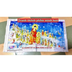 Tranh thêu Tây phương cực lạc thánh chúng a di đà phật LV3165, kích thước 113 x 63 cm