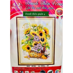 Tranh thêu kín Giỏ hoa hướng dương vs8167, kích thước 50 x 68 cm