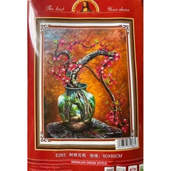 Tranh thêu kín Bình hoa quê hương E263, kích thước (60 x 85 cm)