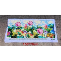 Tranh thêu kín Hoa sen (đầm sen) MN0260, kích thước 150 x 66 cm