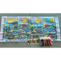 Tranh thêu kín Hoa sen (đầm sen) MN0260, kích thước 150 x 66 cm