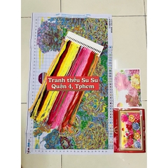 Tranh thêu chữ thập Hoa mẫu đơn E27 kích thước 100 x 60 cm