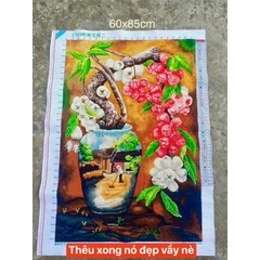 Tranh thêu kín Bình hoa quê hương E263, kích thước (60 x 85 cm)