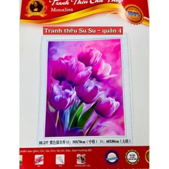 Tranh thêu kín chữ thập Hoa tulip, thêu 3 sợi (11ct)