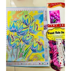 Tranh thêu kín chữ thập Hoa tulip, thêu 3 sợi (11ct)