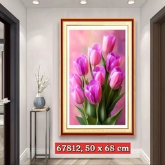 Tranh thêu kín chữ thập Hoa tulip, thêu 3 sợi (11ct)