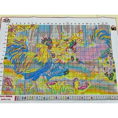 Tranh thêu kín Gia đình Gà VS8091, kích thước 50 x 75 cm