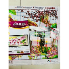 Tranh thêu chữ thập Cửu ngư quần hội AL51417, kích thước 108 x 52 cm