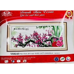 Tranh thêu chữ thập cành mai vàng VS8244, cành mai đỏ vs8243