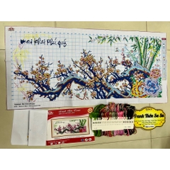 Tranh thêu chữ thập cành mai vàng VS8244, cành mai đỏ vs8243