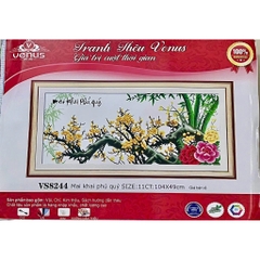 Tranh thêu chữ thập cành mai vàng VS8244, cành mai đỏ vs8243