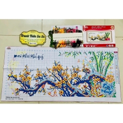 Tranh thêu chữ thập cành mai vàng VS8244, cành mai đỏ vs8243