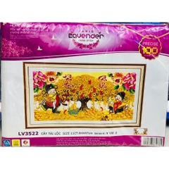 Tranh thêu chữ thập Cây tài lộc LV3522, LV3497, tranh thêu 3D