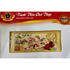 Tranh thêu kín Cửu ngư quần hội VS8142, kích thước 103 x 45 cm