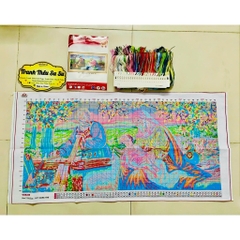 Tranh thêu kín Gia đình thánh gia (gia đình chúa) vs8228, kích thước 110x55cm