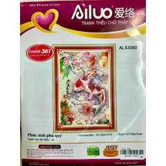 Tranh thêu chữ thập Song ngư AL53580, thêu 3D