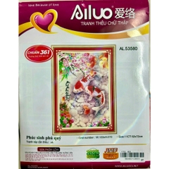 Tranh thêu chữ thập Song ngư AL53580, thêu 3D