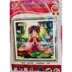 Tranh thêu kín bé gái, thêu kín 3 sợi (11CT), kích thước mỗi bức 40 x 40 cm