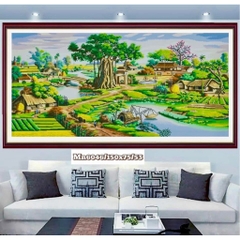 Tranh thêu kín phong cảnh Làng quê MN6046, kích thước 150 x 75 cm
