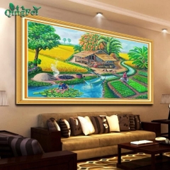 Tranh thêu kín Phong cảnh đồng quê yên bình EDB283, EBD246, EDB261