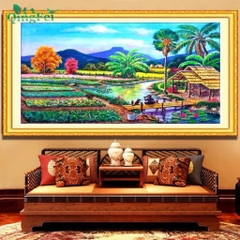 Tranh thêu kín Phong cảnh đồng quê yên bình EDB283, EBD246, EDB261