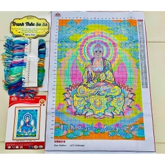 Tranh thêu kín phật Dược sư lưu ly quang dương phật VS8210, kích thước 60 x 90 cm