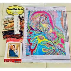 Tranh thêu kín Đức Mẹ, kích thước 60 x 70 cm