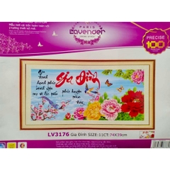 Tranh thêu chữ thập Gia đình 222974, kích thước 60 x 35 cm