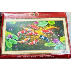 Tranh thêu kín cửu ngư quần hội E183, KM059