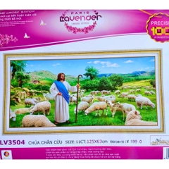 Tranh thêu chữ thập Chúa chăn cừu LV3504, kích thước 125 x 63 cm