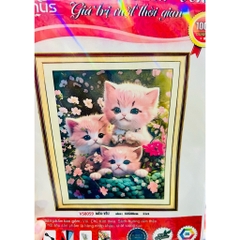 Tranh thêu kín Mèo lười, mèo dễ thương VS8059