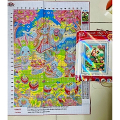 Tranh thêu kín vườn cổ tích vs8177, kích thước 50x68 cm, 11ct thêu 3 sợi