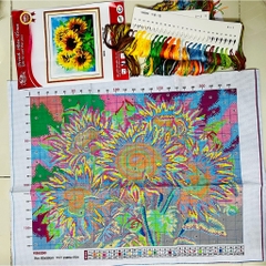 Tranh thêu kín Hoa hướng dương VS8250, kích thước 65*50 cm