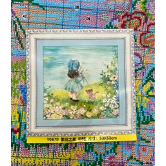 Tranh thêu kín bé gái, thêu kín 3 sợi (11CT), kích thước mỗi bức 40 x 40 cm