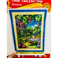 Tranh thêu kín Vườn nho 2066, kích thước 62 x 62 cm, thêu kín