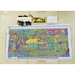 Tranh thêu kín Phong cảnh làng quê VS8209, kích thước 130 x 65 cm