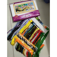 Tranh thêu chữ thập Cửu ngư cành mai vàng LV3468, kích thước 124 x 58 cm