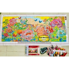 Tranh thêu kín Hoa mẫu đơn xinh tươi VS9042, kích thước 167x 76 cm
